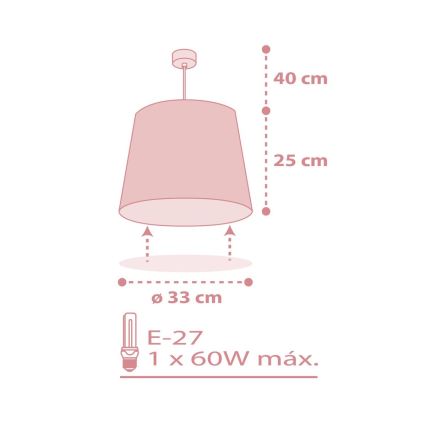 Dalber 82212S - Hanglamp voor Kinderen STAR LIGHT 1xE27/60W/230V roze