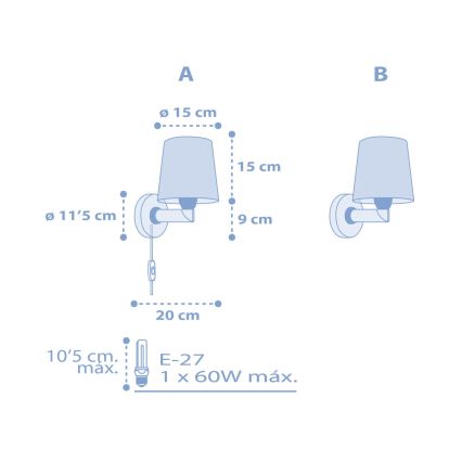 Dalber 82219T - Wand Lamp voor Kinderen STAR LIGHT 1xE27/60W/230V blauw