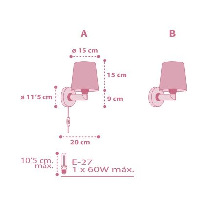 Dalber 82469 - Wandlamp voor kinderen FLAMINGO 1xE27/15W/230V