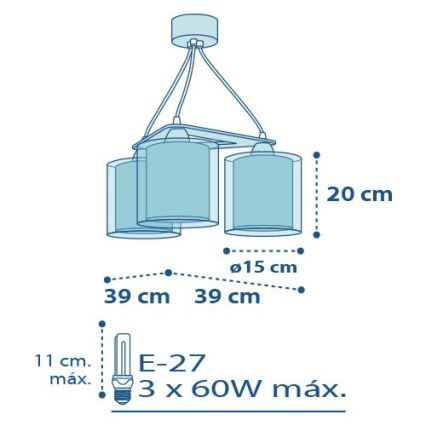 Dalber D-60614 - Hanglamp kinderkamer POLICE 3xE27/60W/230V