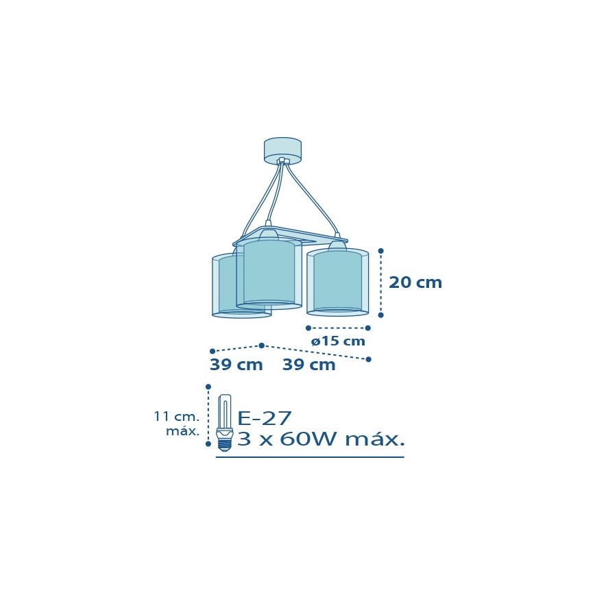 Dalber D-60614 - Hanglamp kinderkamer POLICE 3xE27/60W/230V