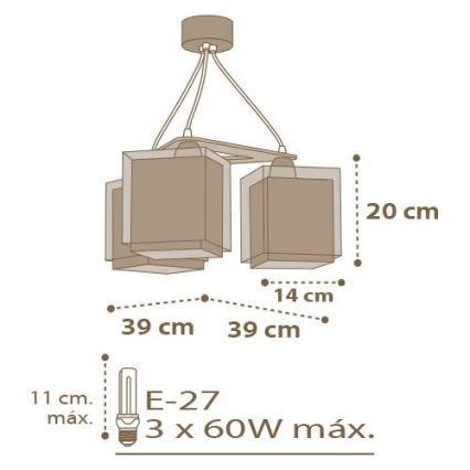 Dalber D-63394 - Hanglamp kinderkamer GOOD NIGHT 3xE27/60W/230V