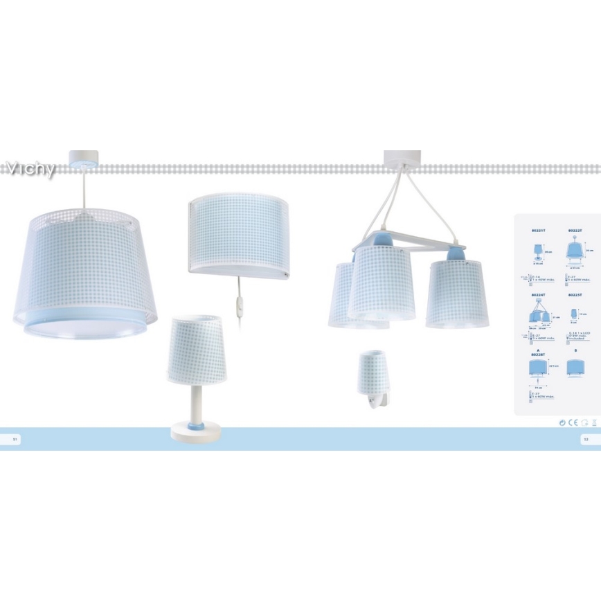 Dalber D-80228T - Wandlamp kinderkamer VICHY 1xE27/60W/230V