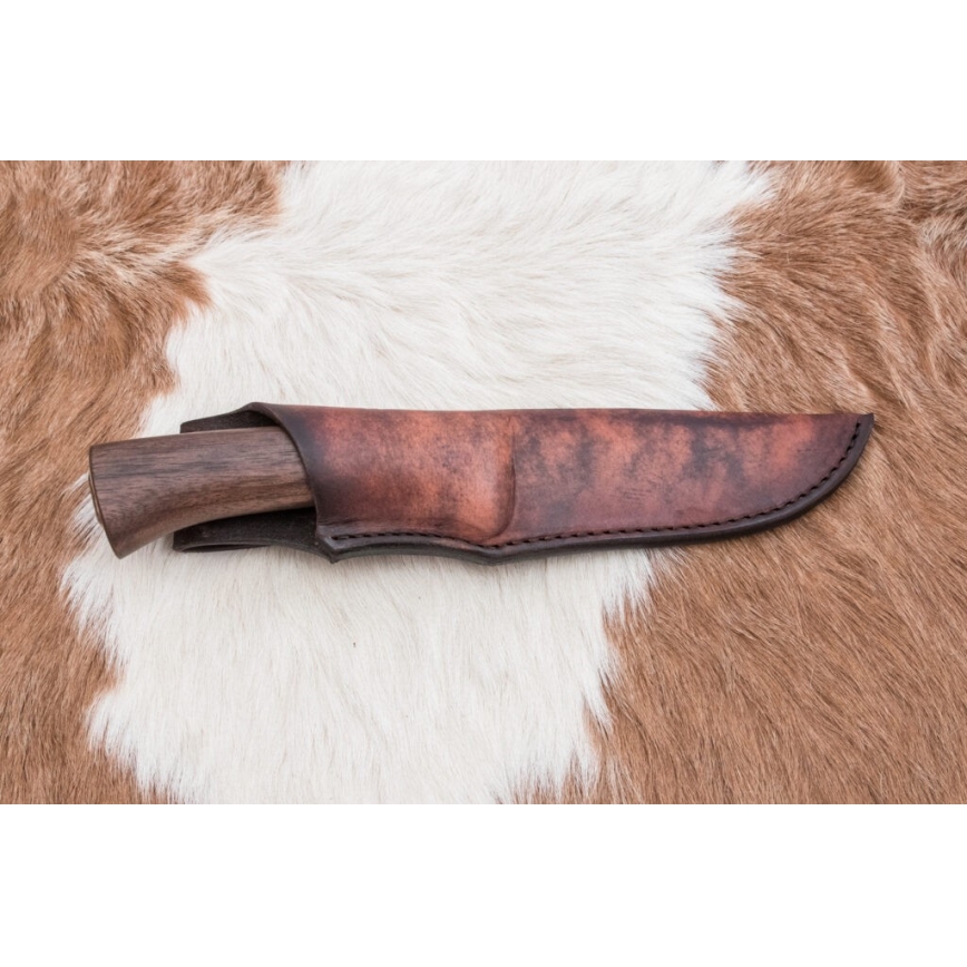 Damascus jachtmes 11,8 cm walnoot/herten gewei