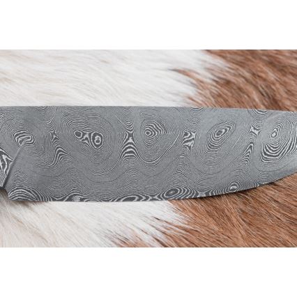 Damascus jachtmes 11,8 cm walnoot/herten gewei