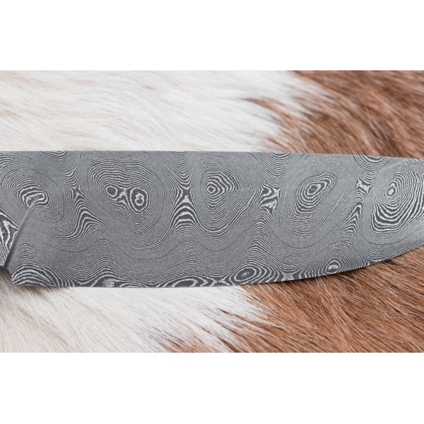 Damascus jachtmes 11,8 cm walnoot/herten gewei