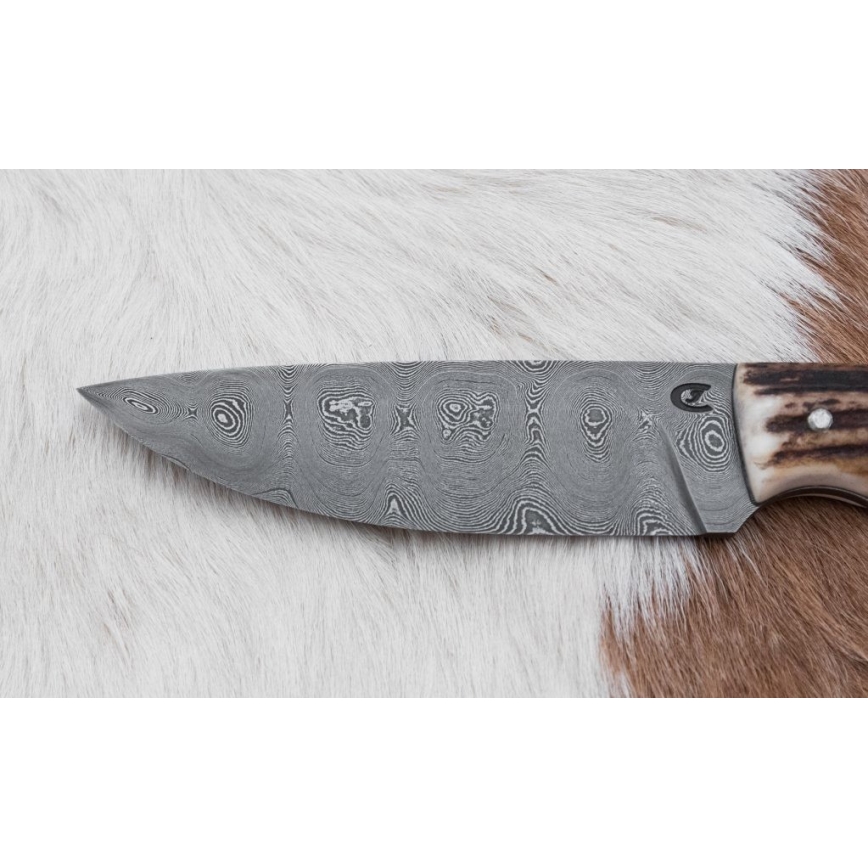 Damascus jachtmes 11 cm herten gewei