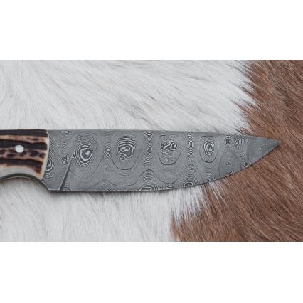 Damascus jachtmes 11 cm herten gewei