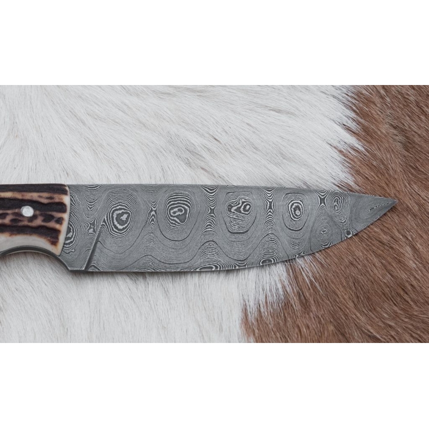 Damascus jachtmes 11 cm herten gewei