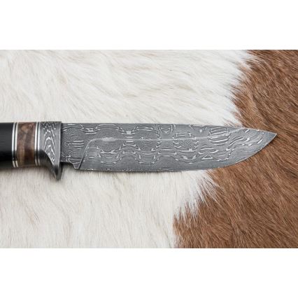 Damascus jachtmes 13 cm populier/ebbehout