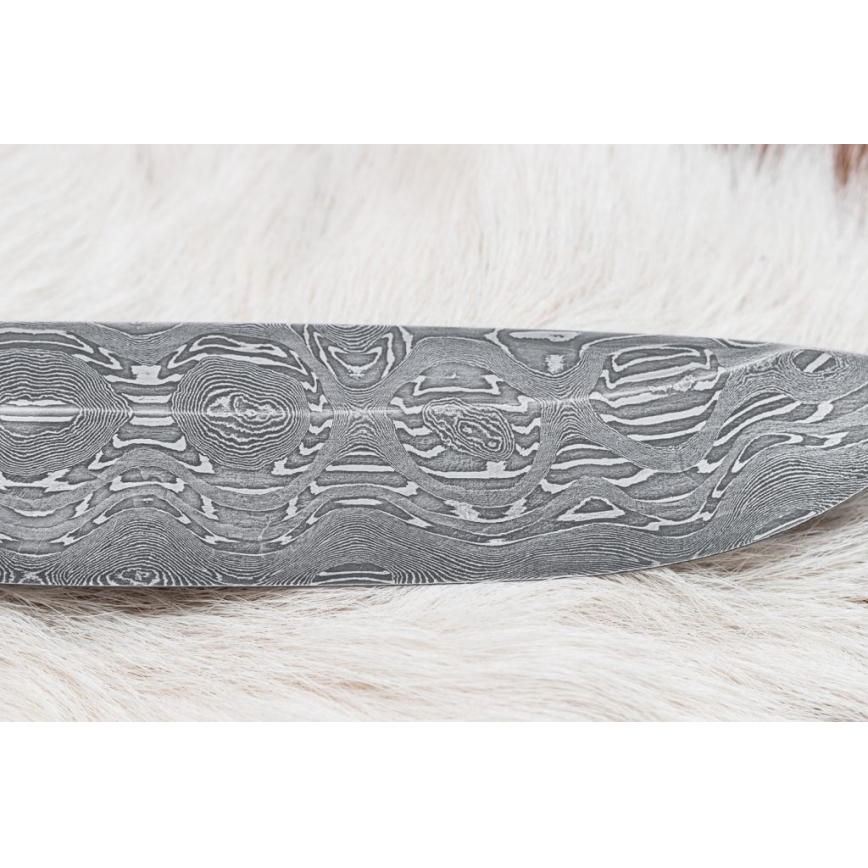 Damascus jachtmes 13 cm populier/ebbehout