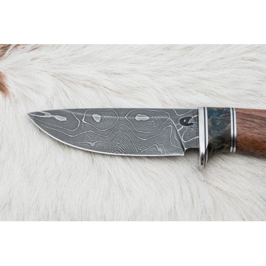 Damascus jachtmes 9,7 cm walnoot/esdoorn