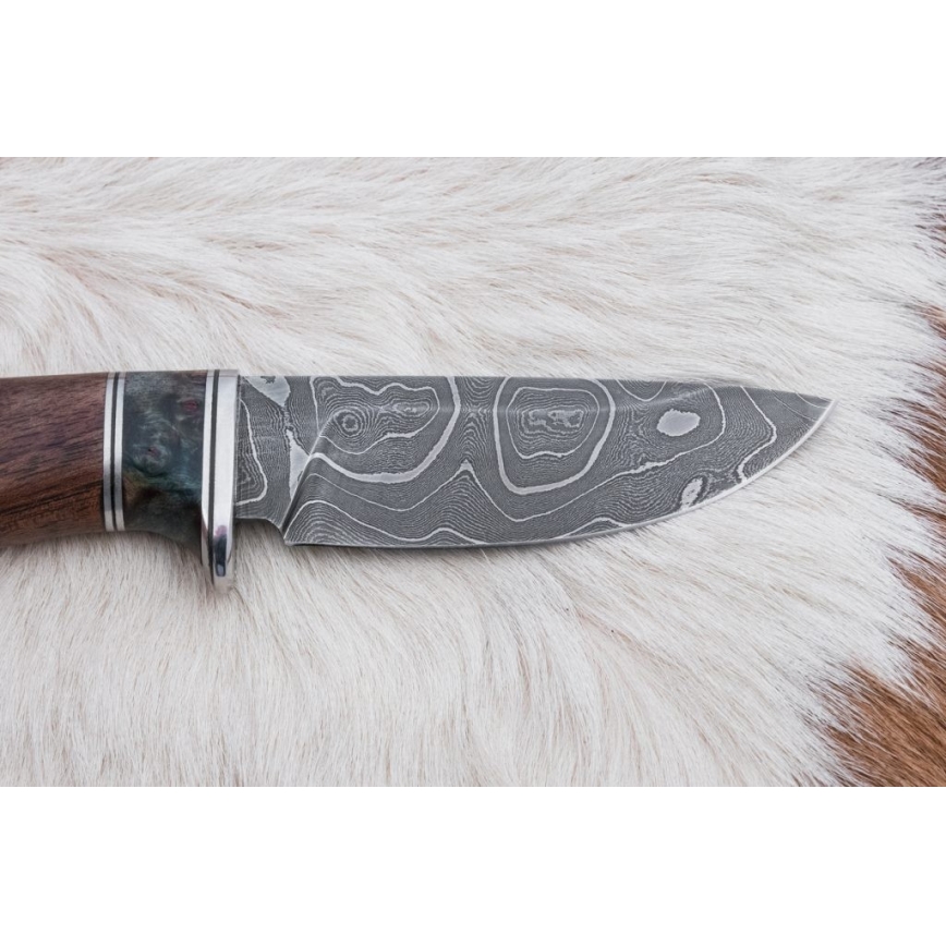 Damascus jachtmes 9,7 cm walnoot/esdoorn