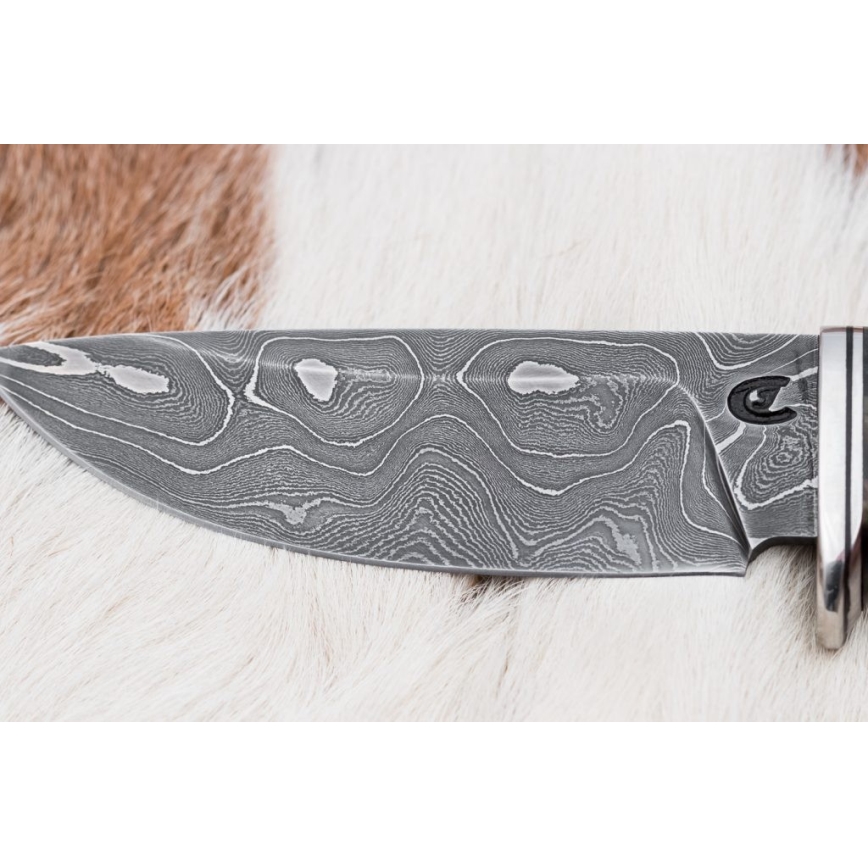 Damascus jachtmes 9,7 cm walnoot/esdoorn