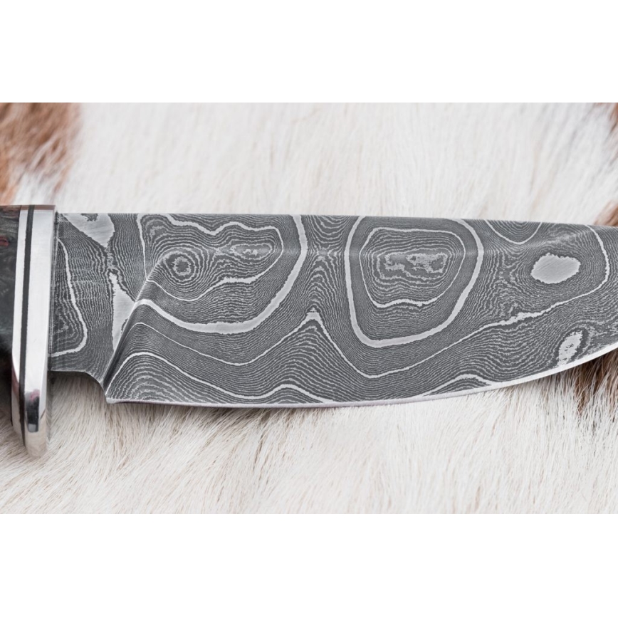 Damascus jachtmes 9,7 cm walnoot/esdoorn