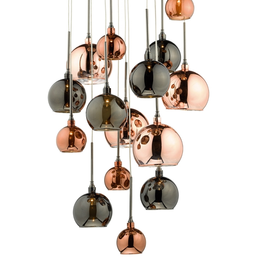 Där Lighting AUR1564 - Kroonluchter aan kabel AURELIA 15xG4/10W/230V zwart/koper