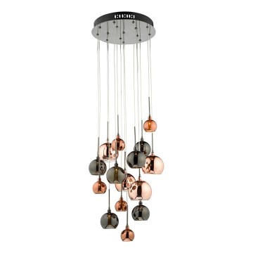 Där Lighting AUR1564 - Kroonluchter aan kabel AURELIA 15xG4/10W/230V zwart/koper