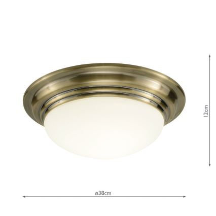 Där Lighting BAR5075 - Plafondlamp BARCLAY voor de badkamer, 1xE27/60W/230V, Ø 38 cm, messing