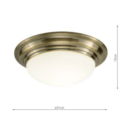 Där Lighting BAR5275 - Badkamerplafondlamp BARCLAY 1xE27/60W/230V Ø 31 cm messing