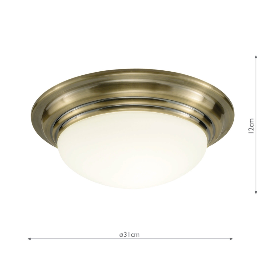 Där Lighting BAR5275 - Badkamerplafondlamp BARCLAY 1xE27/60W/230V Ø 31 cm messing