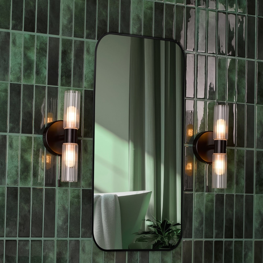 Där Lighting BOL0922 - Wandlamp BOLTON voor badkamer 2xG9/5W/230V IP44 zwart