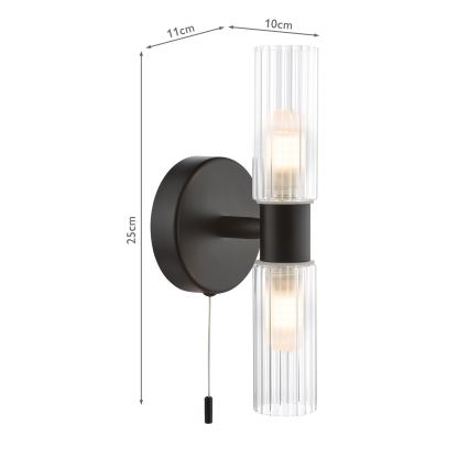 Där Lighting BOL0922 - Wandlamp BOLTON voor badkamer 2xG9/5W/230V IP44 zwart
