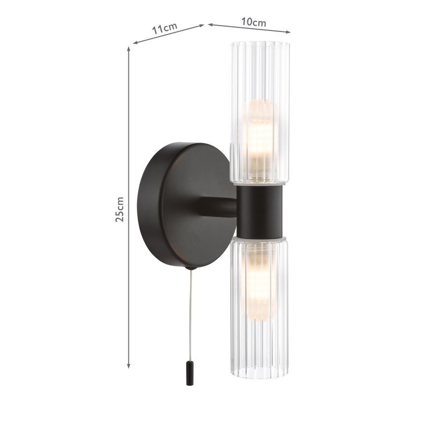 Där Lighting BOL0922 - Wandlamp BOLTON voor badkamer 2xG9/5W/230V IP44 zwart