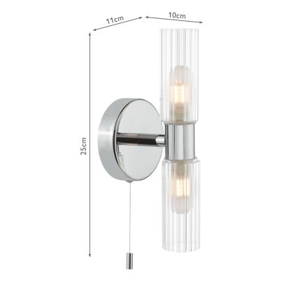 Där Lighting BOL0950 - Badkamerwandlamp BOLTON 2xG9/5W/230V IP44 glanzend chroom