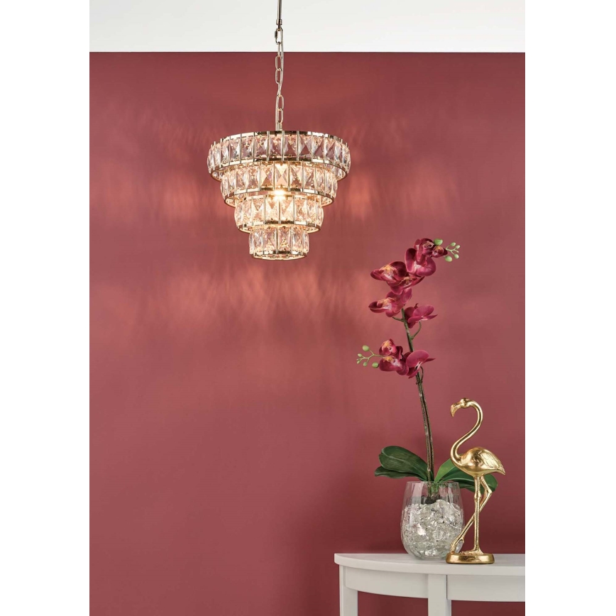 Där Lighting CER0135 - Kroonluchter met ketting CERYS 1xE27/60W/230V goudkleurig