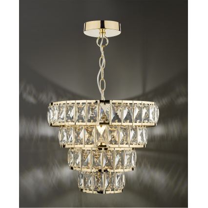 Där Lighting CER0135 - Kroonluchter met ketting CERYS 1xE27/60W/230V goudkleurig