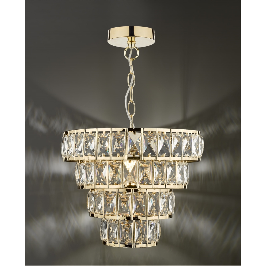 Där Lighting CER0135 - Kroonluchter met ketting CERYS 1xE27/60W/230V goudkleurig