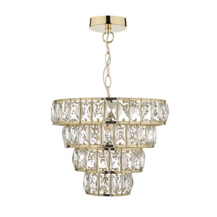 Där Lighting CER0135 - Kroonluchter met ketting CERYS 1xE27/60W/230V goudkleurig