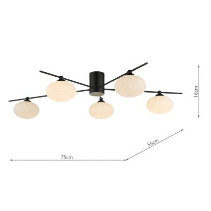 Där Lighting JAS5422 - Opbouwlamp JASPER 5xG9/25W/230V zwart