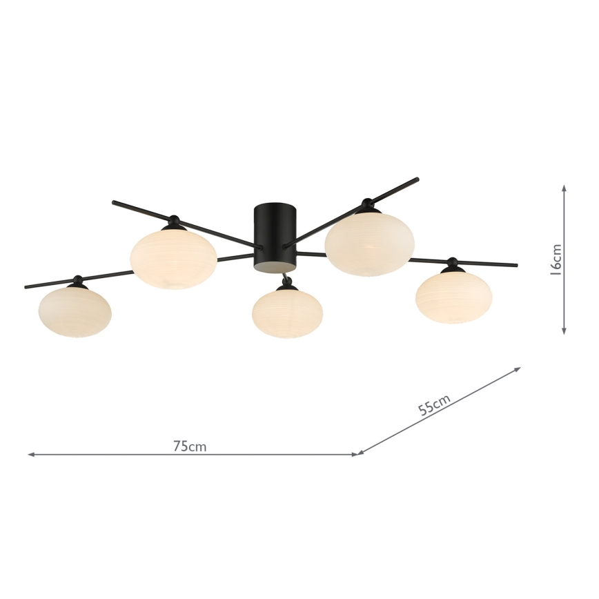 Där Lighting JAS5422 - Opbouwlamp JASPER 5xG9/25W/230V zwart