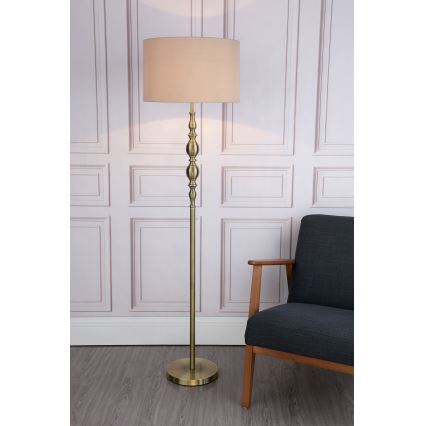 Där Lighting MAD4975 - Vloerlamp MADRID 1xE27/60W/230V bruin/messing