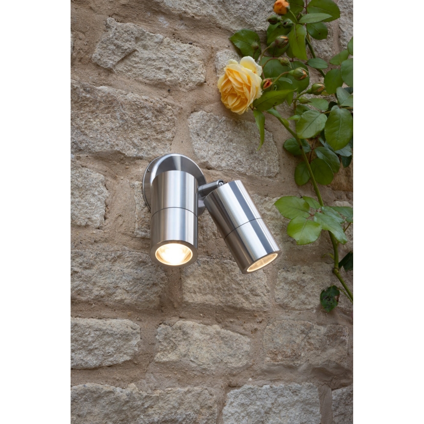 Där Lighting ORT0968 - LED buitenwandspot ORTEGA 2xGU10/5W/230V IP65 glanzend chroom