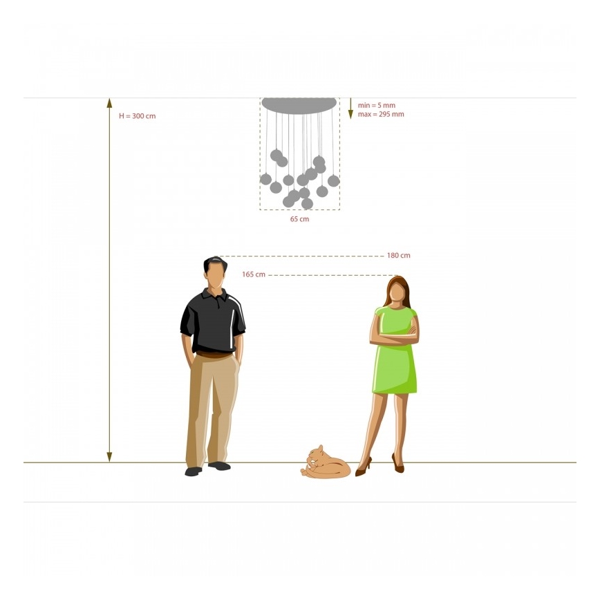 De Markt - Dimbare LED Hanglamp aan een koord MEGAPOLIS 15x LED / 6W / 230V + afstandsbediening