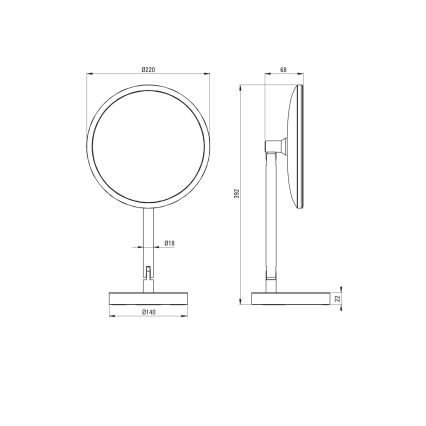 Deante ADI_Z812 - LED-oplaadbare cosmetische badkamerspiegel SILIA LED/5V 5000 mAh 2700-6500K IP44