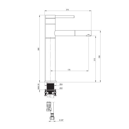 Deante BGE_D22K - Wastafelmengkraan met uittrekbare sproeikop ORA 30,9 cm, titaankleurig