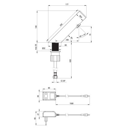 Deante BQR_P28V - Contactloos wastafelkraan SENSE 230/6V gepolijst staal