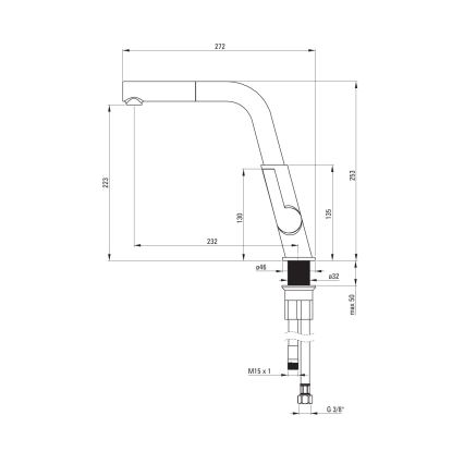 Deante BQS_D73M - Keukenmengkraan SILIA met uittrekbare uitloop, titaan