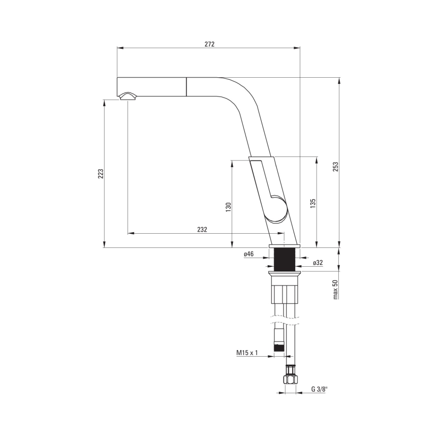 Deante BQS_D73M - Keukenmengkraan SILIA met uittrekbare uitloop, titaan