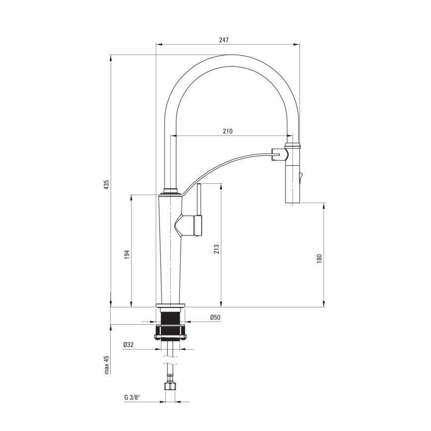 Deante BRC_072M - Kraan voor gootsteen met flexibele arm CORDA glanzend chroom