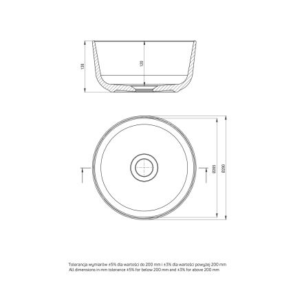 Deante CDJ_6U2S - Aanrecht wastafel JASMIN diameter 28 cm keramiek/wit
