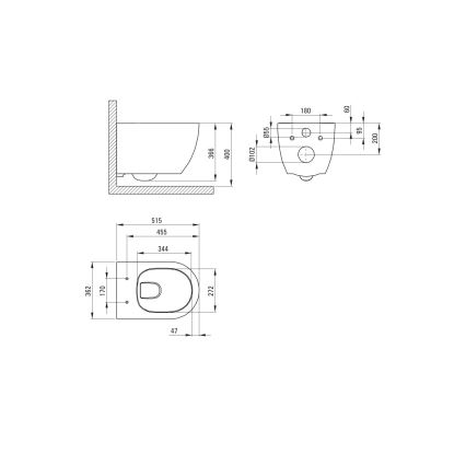 Deante CGRD6ZPW - Wandtoilet met toiletbril SoftClose ROUND keramiek/wit