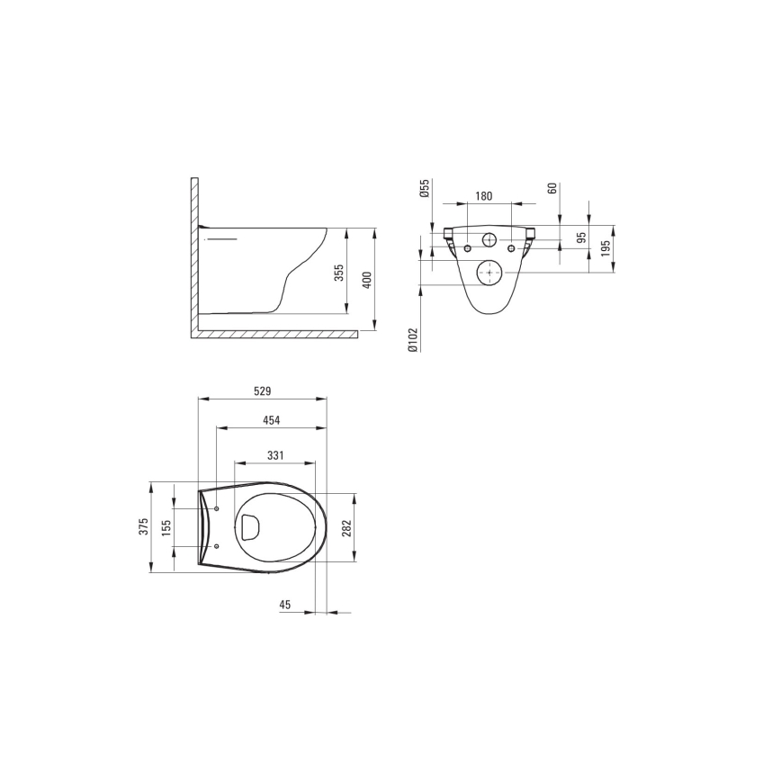 Deante CMOD6SPW - Wandtoilet met toiletbril SoftClose BORO keramiek/wit