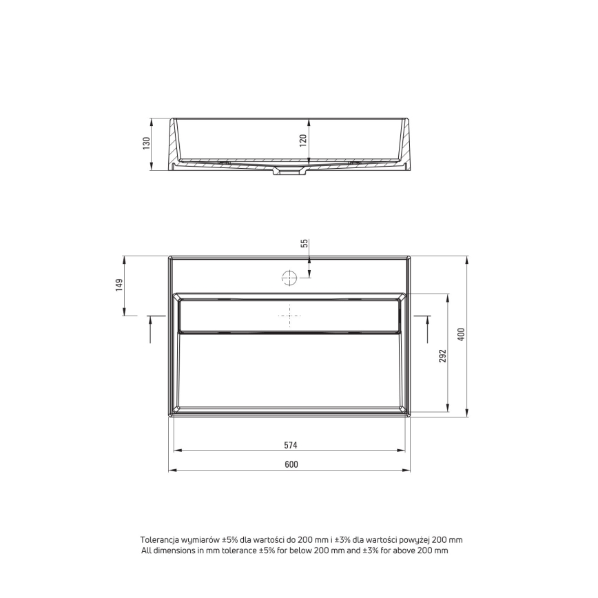 Deante CQR_AU6M - Opzetwastafel CORREO 40x60 cm graniet/albast