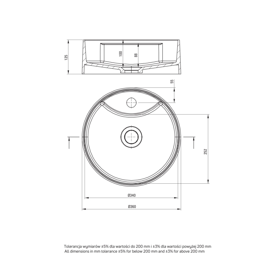 Deante CQS_5U4B - Aanrecht wastafel met een kraangat SILIA diameter 36 cm graniet/beige
