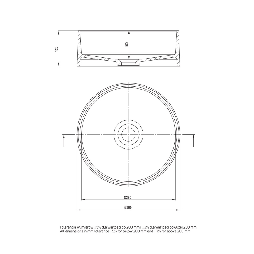 Deante CQS_5U4S - Aanrecht wastafel SILIA diameter 36 cm graniet/beige