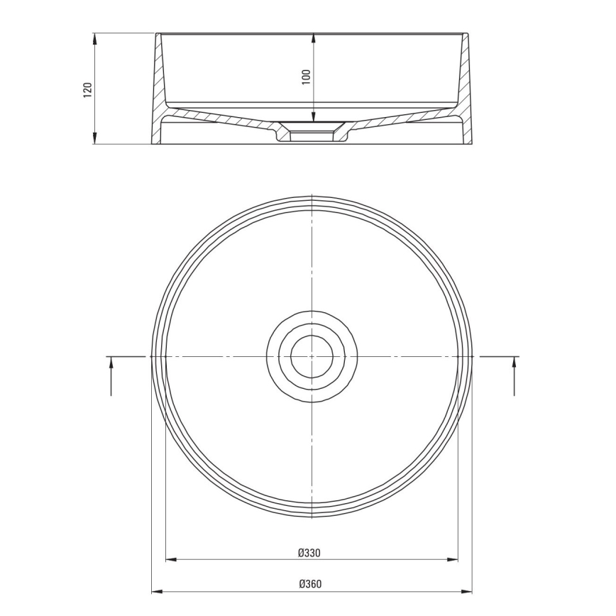 Deante CQS_NU4S - Opzetwastafel SILIA Ø 36 cm graniet/zwart
